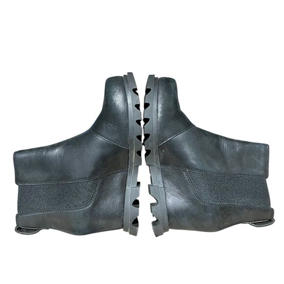 Sorel Joan of Arctic Wedge III Chelsea Boots 6 Black Leather Lug Sole - Picture 6 of 8